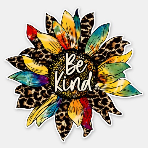 Hippie Boho Colorful Sunflower Be Kind Sticker