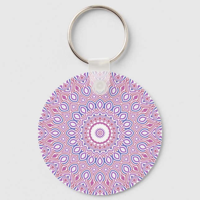 Hippie Boho Funky Groovy Bohemian Kaleidoscope Keychain (Front)