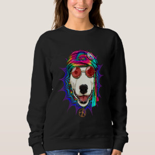 Hippie Bull Terrier Tie Dye Peace Sign Psychedelic Sweatshirt