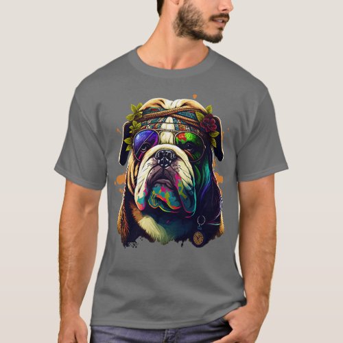 Hippie Bulldog 1 T_Shirt