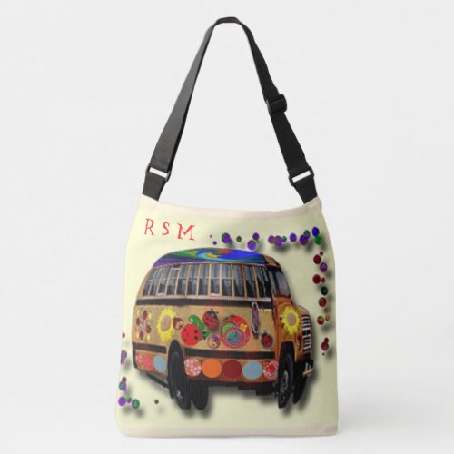 Hippie bus and Sunflower Crossbody Bag