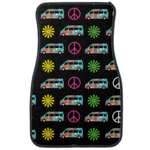 Hippie Bus Peace Sign 70s Car Floor Mat