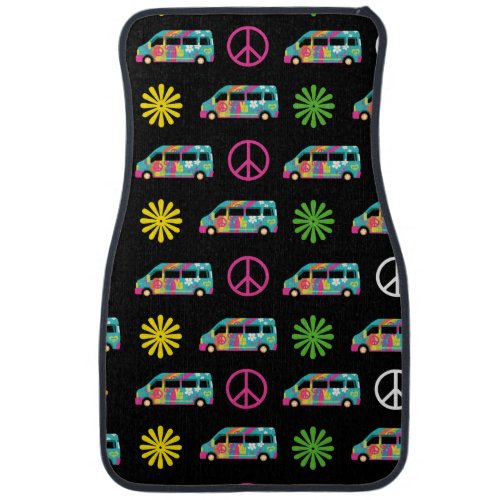 Hippie Bus Peace Sign 70s Car Floor Mat