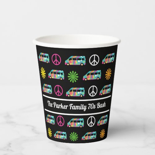 Hippie Bus Peace Sign 70s Cute Custom Party Paper Cups