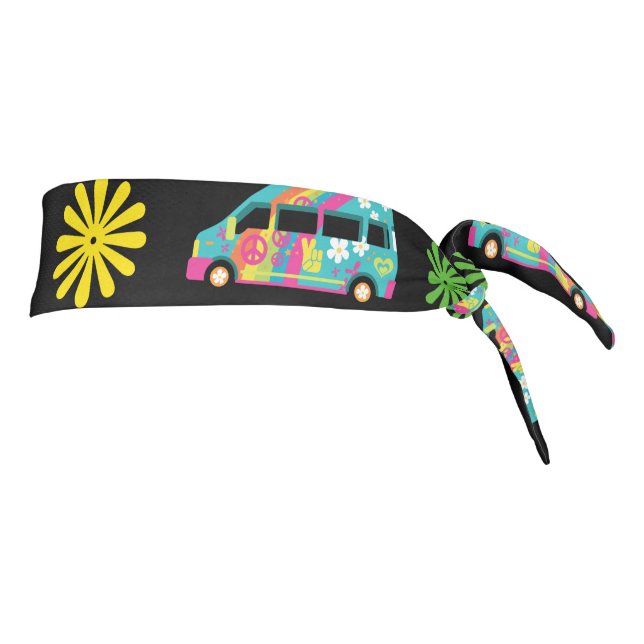 Hippie Bus Peace Sign 70s Tie Headband (Rotate 90)