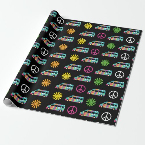 Hippie Bus Peace Sign 70s Wrapping Paper