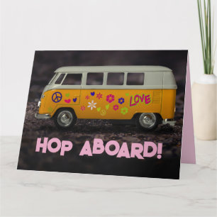 HIPPIE BUS VAN FUNNY GREETING BIRTHDAY CARD