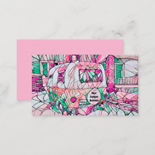 Hippie Camper Pink Green Glamping Business Card