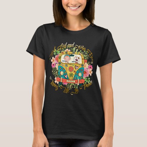 Hippie Car A Girl And Her Dog Living Life In Peace T_Shirt