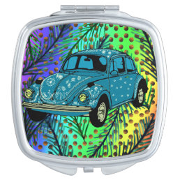 Hippie Car, golden dots compact mirror