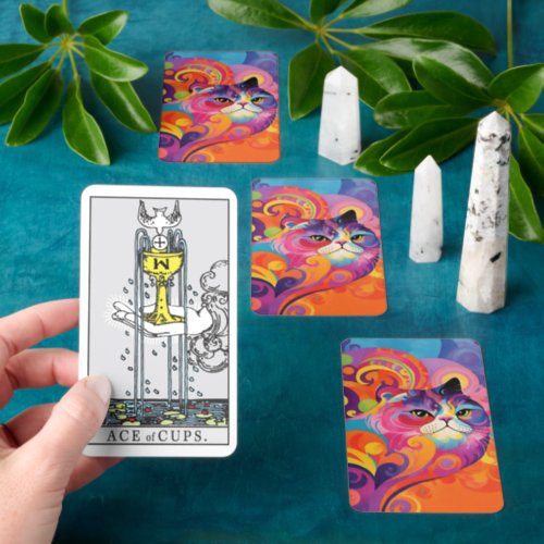 Hippie Cat Crazy Cat Lady Retirement Party Gift Tarot Cards