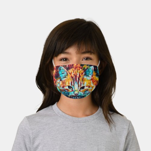 Hippie Cat Cute Colorful Orange Decorative Art Kids Cloth Face Mask