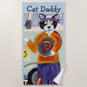 Hippie Cat Daddy Beach Towel