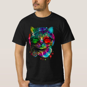 Hippie Cat Tie Dye Peace Sign 60s Psychedelic Pet T-Shirt