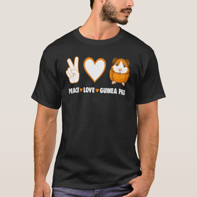 Hippie Cavy  Guinea Pig Owner Peace Love Guinea Pi T-Shirt (Front)