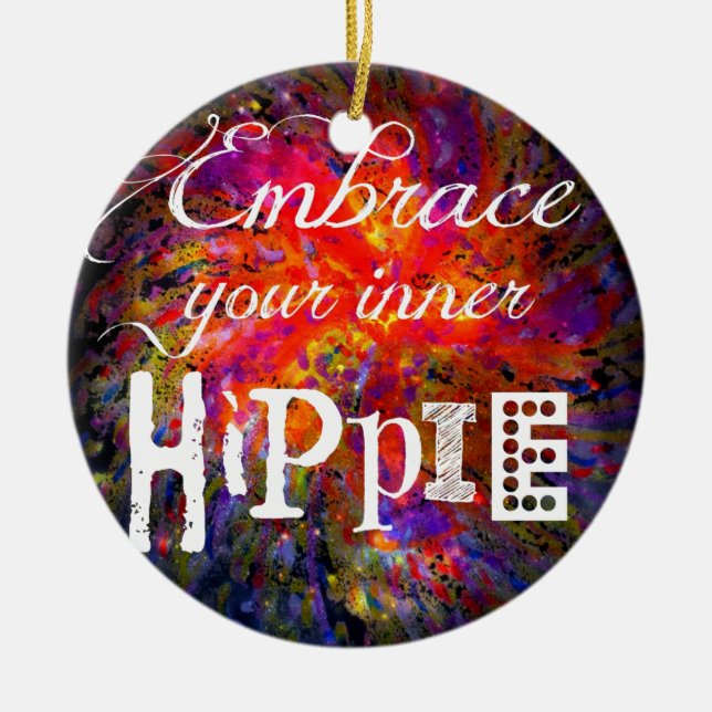 Hippie Ceramic Ornament (Front)