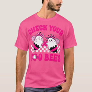 Hippie Check Your Boo Bees Breast Cancer Hallowee T-Shirt