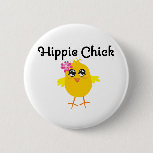 Hippie Chick 1 Button