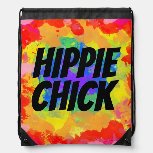 HIPPIE CHICK BACK PACK DRAWSTRING BAG (Front)