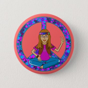 Hippie Chick Button by oldrockerdude at Zazzle