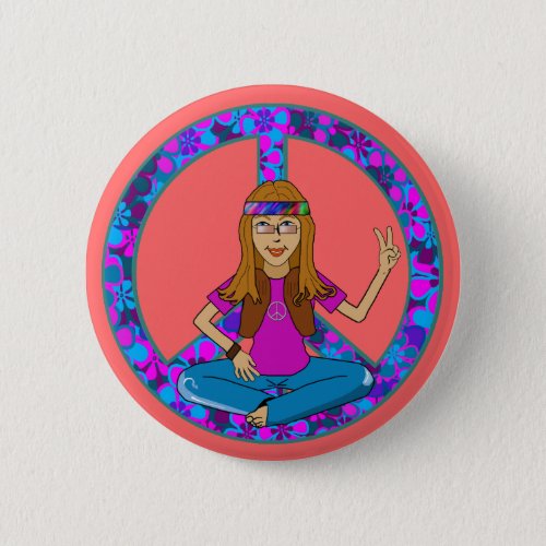 Hippie Chick Button