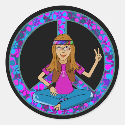 Hippie Chick Classic Round Sticker