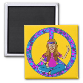 Hippie Chick Magnet by oldrockerdude at Zazzle