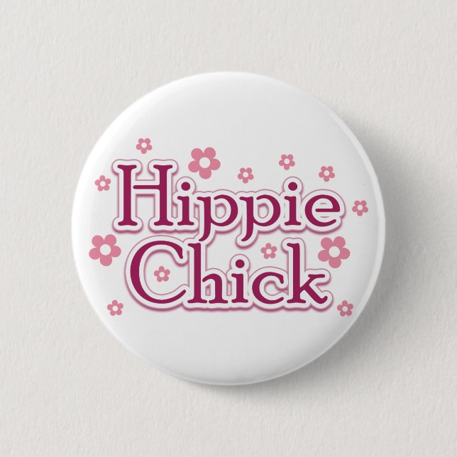 Hippie Chick Pinback Button (Front)