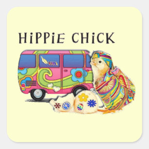 Hippie Chick Square Sticker