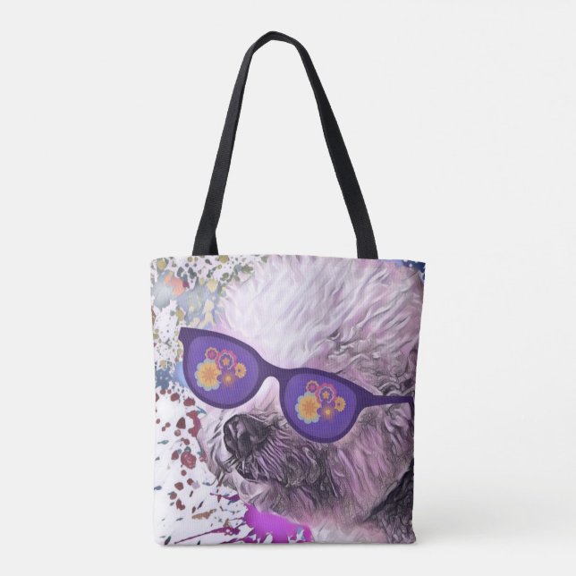Hippie 'Chon the Bichon Tote Bag (Back)
