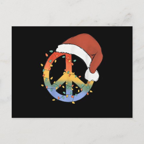 Hippie Christmas Peace Sign Happy Holidays Xmas Li Postcard