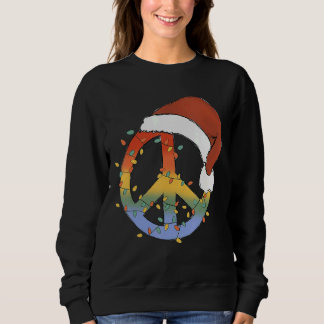 Hippie Christmas Peace Sign Light Tie Dye Merry Ch Sweatshirt