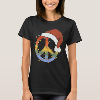 Hippie Christmas Peace Sign Light Tie Dye Merry Ch T-Shirt