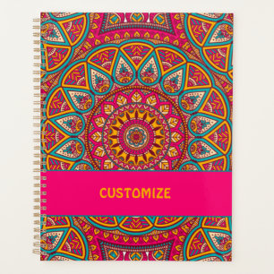 Hippie Colorful Pink Mandela 70s Boho Planner