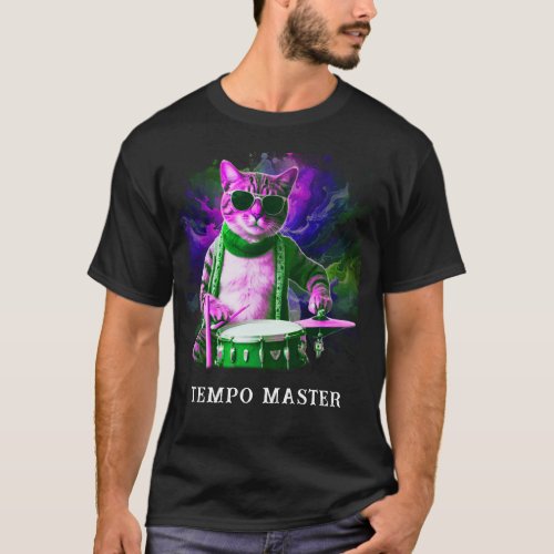  HIPPIE Cool Cat DRUMMER AP91 Percussionist  T_Shirt