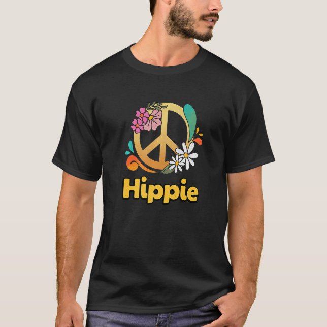 Hippie Costume Peace Flowers Love Retro T-Shirt (Front)