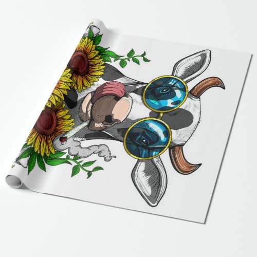 Hippie Cow Smoking Weed gift for cow lover Wrapping Paper