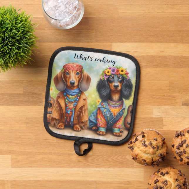 Hippie Dachshund Pot Holder (Top Down)