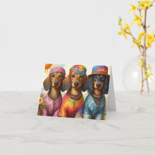 Hippie Dachshunds Any Occasion Card
