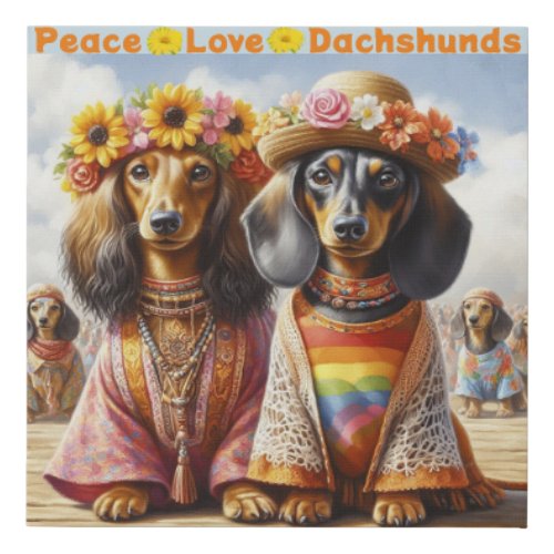 Hippie Dachshunds Canvas Print