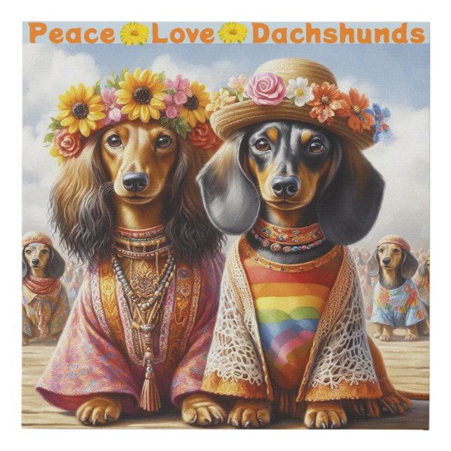Hippie Dachshunds Canvas Print (Front)