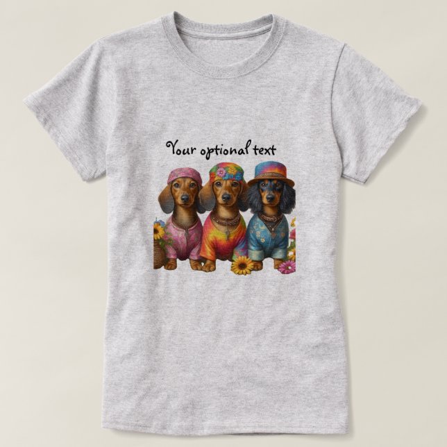 Hippie Dachshunds  T-Shirt (Design Front)