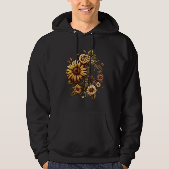 Hippie Daisy Peace Sign Retro Flower Sunflower   1 Hoodie (Front)