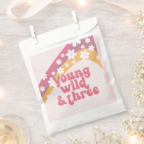 hippie Daisy Young Wild and Three Birthday Favor Bag