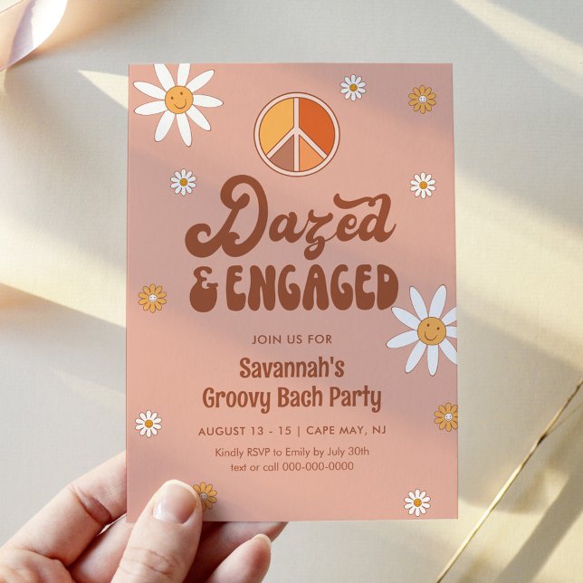HIPPIE DAZE Dazed & Engaged Bachelorette Party Invitation (Creator Uploaded)