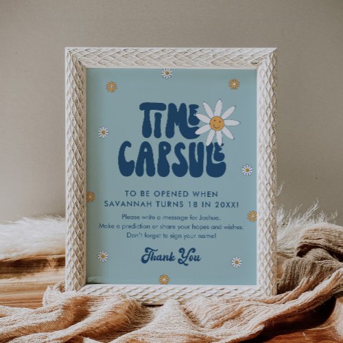 HIPPIE DAZE Groovy Blue Time Capsule Sign