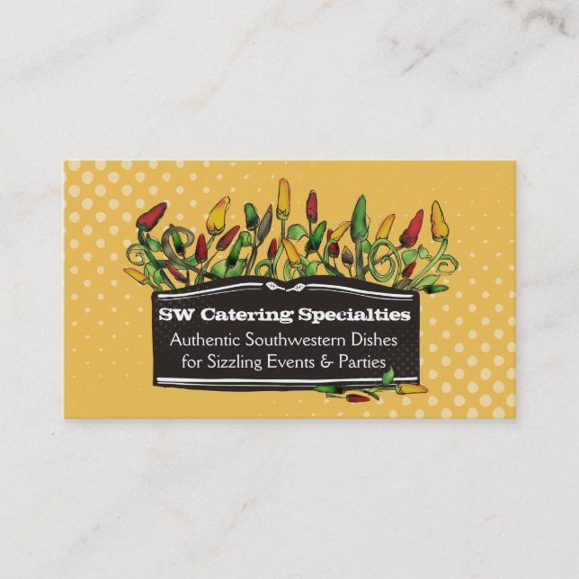 hippie doodle hot chili peppers food chef catering business card (Front)