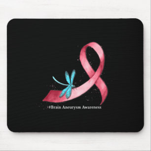 Hippie Dragonfly Burgundy Ribbon Brain Aneurysm Aw Mouse Pad