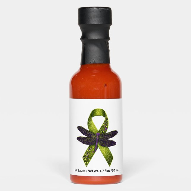 Hippie Dragonfly Green Ribbon Cerebral Palsy Aware Hot Sauces (Front)