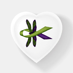 Hippie Dragonfly Green Ribbon Cerebral Palsy Aware Paperweight